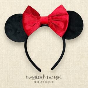 Black & Red Velvet Minnie Ears | Disney-Inspired Mouse Headband